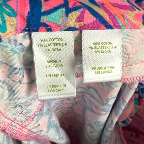 Lilly Pulitzer Paisley Print Stretch Pants Pink Navy – Size 12 - Picture 7 of 9
